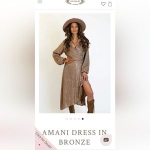 NWT Joyfolie/ Mia Joy Amani Dress in Bronze Size Small (slight flaw)